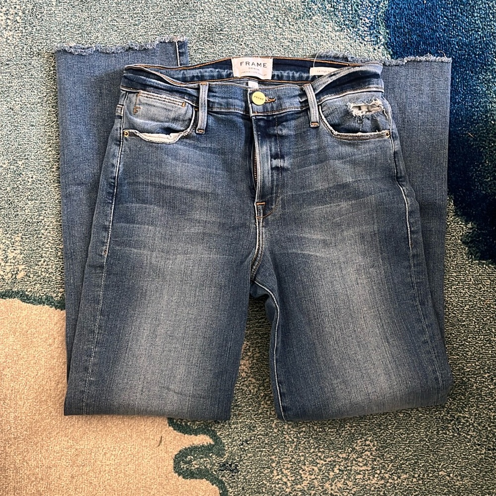 Frame Le High Straight with Raw Hem - Size 27